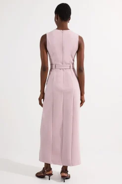 KarenMillen Ponte et robe maxi plissée en jersey géorgette<Femme Toutes Les Robes|Robes Longues