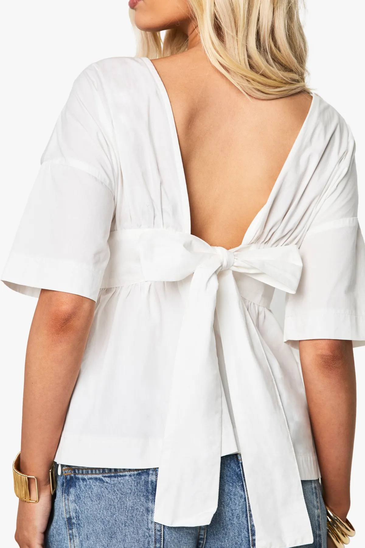 boohoo Popeline Smock noué dans le dos<Femme Tops
