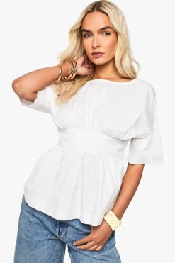 boohoo Popeline Smock noué dans le dos<Femme Tops