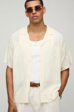 boohooMAN Pour Homme Chemise Tricotée Patchwork Coupe Boxy<Homme Chemises|Maille
