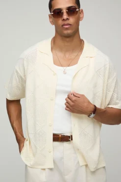 boohooMAN Pour Homme Chemise Tricotée Patchwork Coupe Boxy<Homme Chemises|Maille