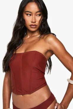 boohoo Premium Corset Detail Tankini Bikini Top<Femme Maillots De Bain|Tenues De Plage