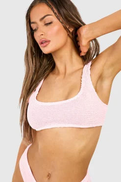 boohoo Premium Crinkle Scoop Bikini Top<Femme Maillots De Bain|Tenues De Plage