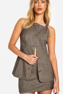 Premium Gilet Long Premium à fines rayures