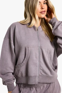 Premium Heavyweight Overdyed Zip Through Hoodie