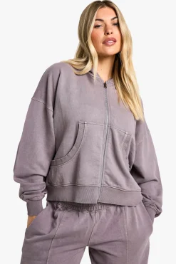 Premium Heavyweight Overdyed Zip Through Hoodie