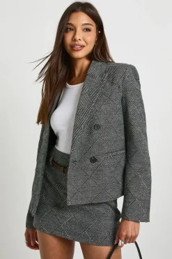 Premium Jupe mini à chevrons ceinturée haut de gamme