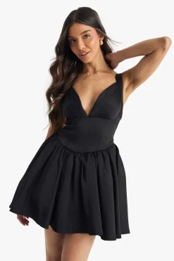 Premium Mini-Robe avec Bonnets Froncés et Volume
