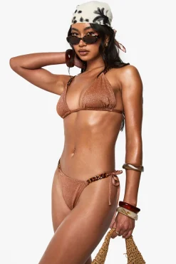 boohoo Premium Swim Chain Strap Glitter Tie Side Bikini Brief<Femme Maillots De Bain|Tenues De Plage