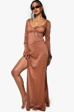 Premium Swim Glitter Robe de Plage Maxi à Manches Longues