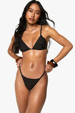 boohoo Premium Swim Hot Fix Diamante Top de Bikini Triangle Fixe<Femme Maillots De Bain|Tenues De Plage