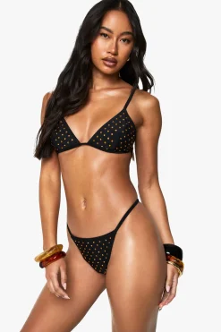 Premium Swim Hot Fix Diamante Tanga Bikini Bottoms