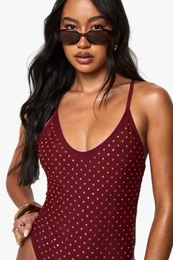 Premium Swim Hot Fix Diamante Maillot de bain dos nu