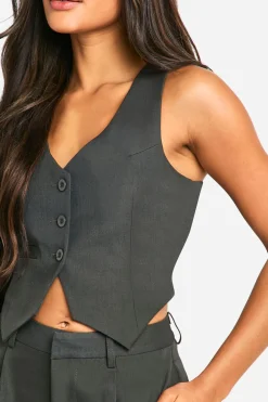 Premium Woven Cross Back Detail Waistcoat