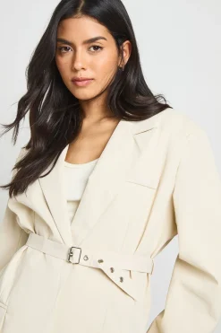 boohoo Premium Woven Oversized Cinched Waist Belted Blazer<Femme Blazers|Vestes & Manteaux