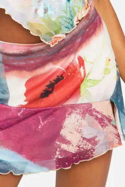 Printed Frilled Hem Mini Skirt → Mini-jupe imprimée à ourlet froncé