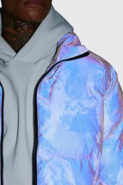 boohooMAN Puffer à col entonnoir imprimé reflétant style montagne<Homme Manteaux Et Vestes
