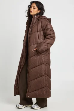 Puffer maxi à capuche avec détails matelassés