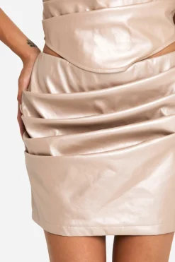 boohoo Pu Jupe Mini Froncée en synthétique<Femme Jupes|Jupes