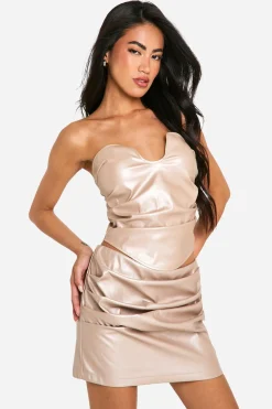 boohoo Pu Jupe Mini Froncée en synthétique<Femme Jupes|Jupes