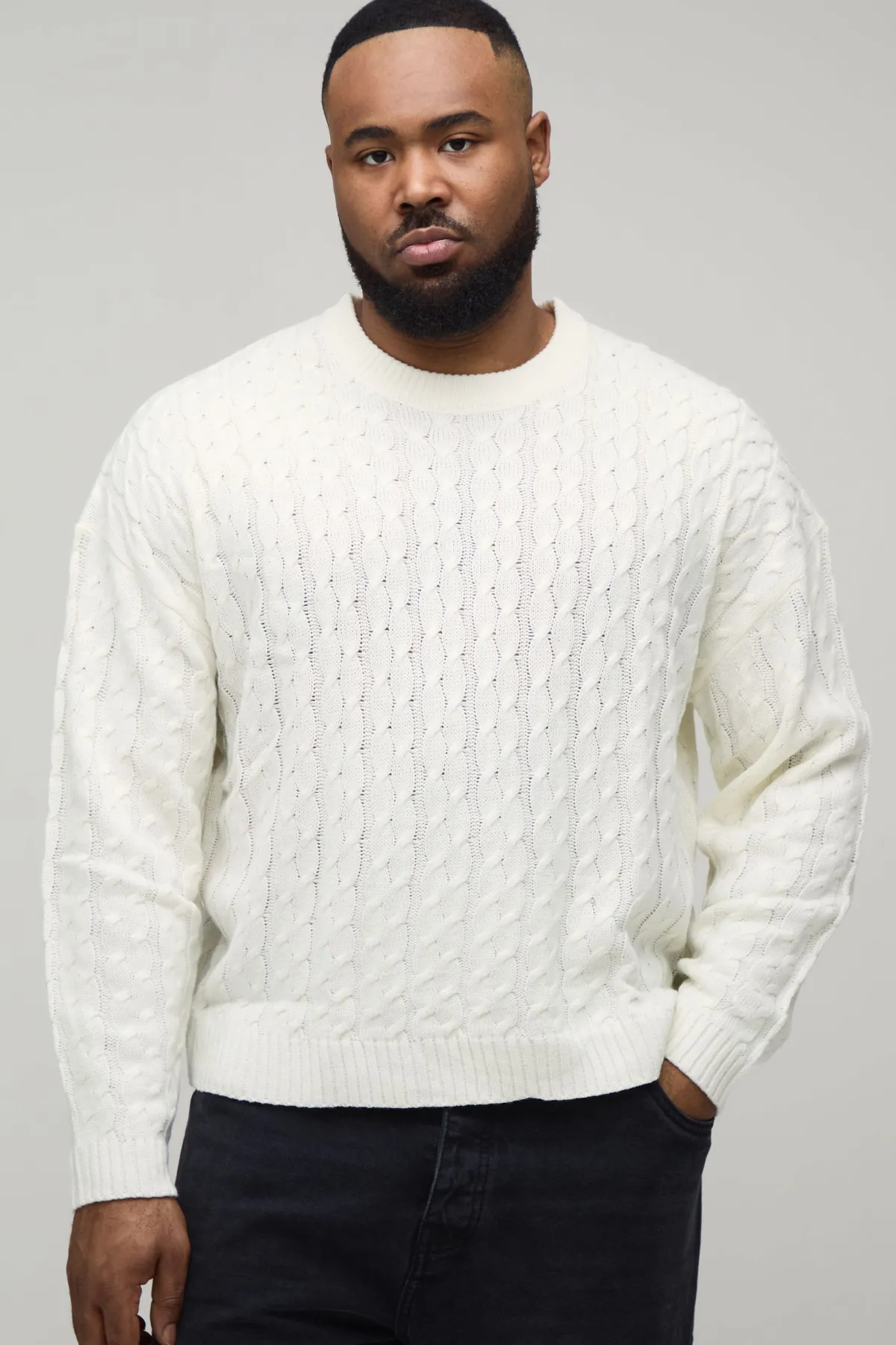 boohooMAN Pull basique à coupe boxy en maille torsadée<Homme Tout Afficher|Maille
