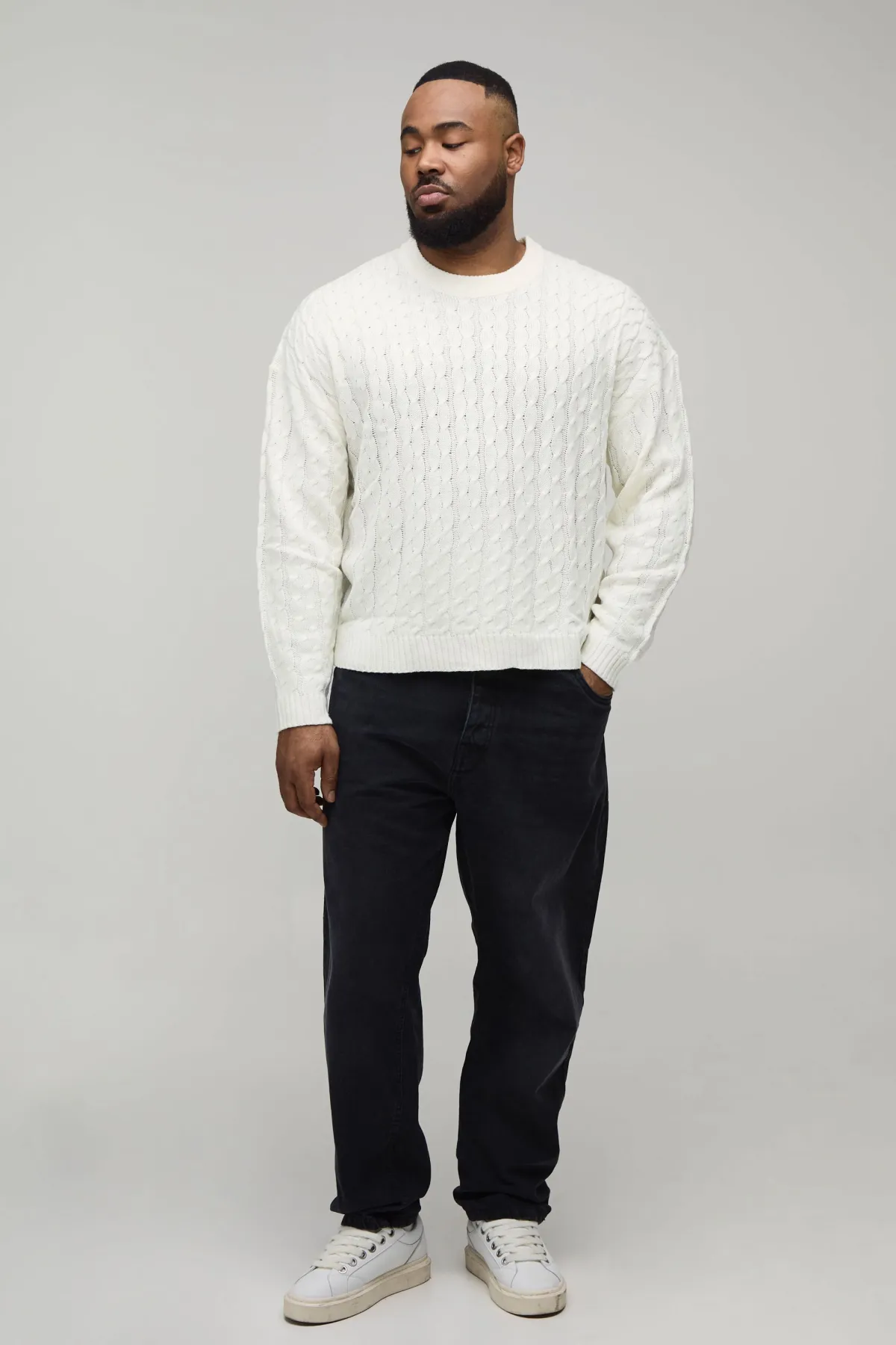 boohooMAN Pull basique à coupe boxy en maille torsadée<Homme Tout Afficher|Maille