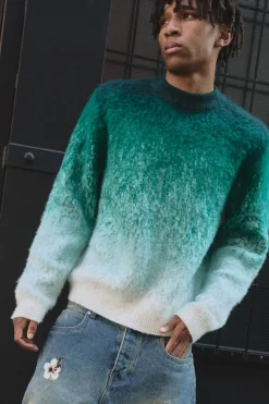 boohooMAN Pull boxy brossé ombré rayé<Homme Maille|Mailles