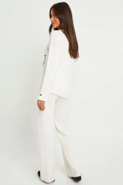 boohoo Pull à col rond avec ourlet boutonné en côtes épaisses et pantalon coordonné à jambe droite<Femme Pulls Et Gilets|Toutes Les Mailles