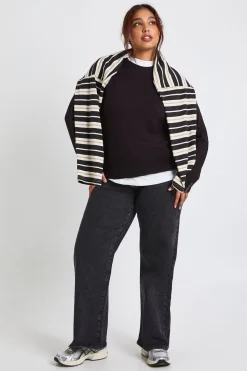 Pull à col rond en maille et ensemble pantalon à jambes larges Plus
