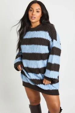 boohoo Pull à col rond oversize en maille épaisse Plus<Femme Pulls Oversize|Pulls Et Gilets