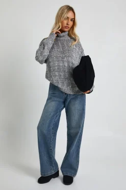 Pull à col roulé en maille marbrée