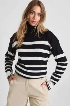 boohoo Pull à col roulé rayé<Femme Pulls Et Gilets|Toutes Les Mailles