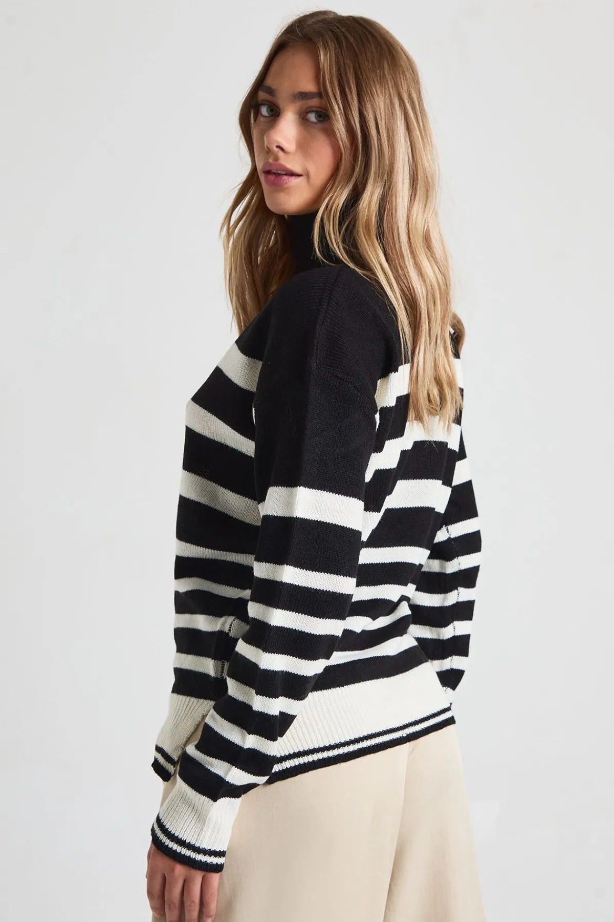 boohoo Pull à col roulé rayé<Femme Pulls Et Gilets|Toutes Les Mailles