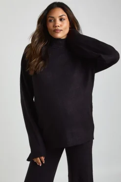 boohoo Pull à col roulé surdimensionné extra doux pour grandes tailles et pantalon à jambes larges<Femme Pulls Et Gilets|Toutes Les Mailles