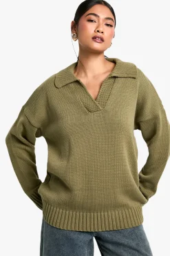 Pull à col tricoté avec détail