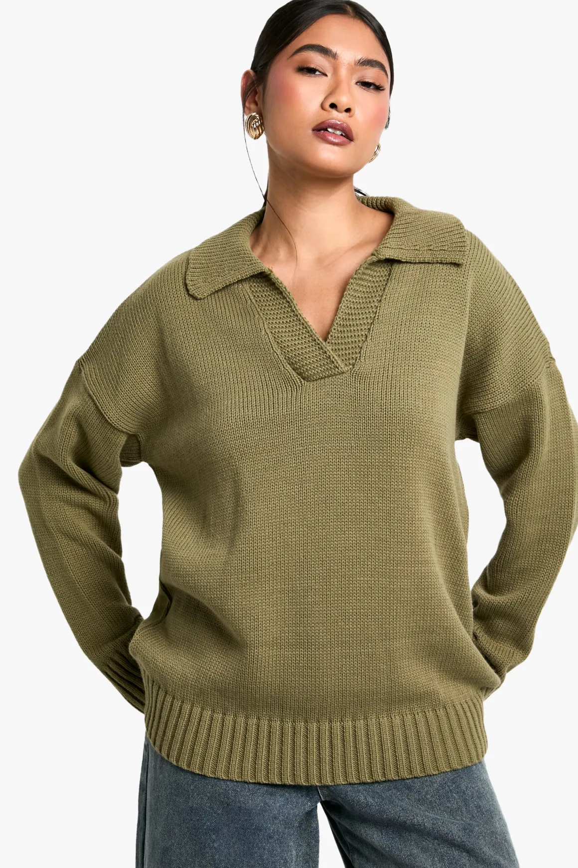 Pull à col tricoté avec détail