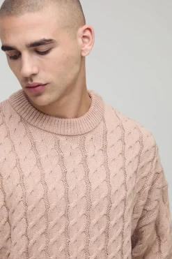 Pull à coupe boxy en maille tricotée à câble