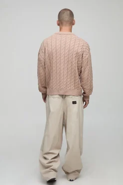 Pull à coupe boxy en maille tricotée à câble