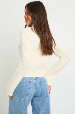 boohoo Pull court tricoté pointelle à col haut et en maille épaisse<Femme Pulls Et Gilets|Toutes Les Mailles