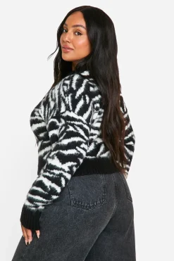 Pull court zèbré brossé
