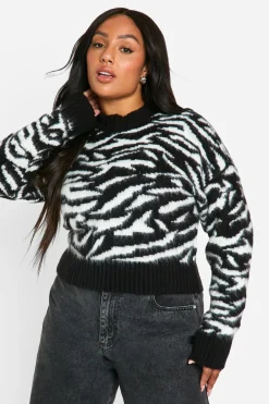 Pull court zèbré brossé
