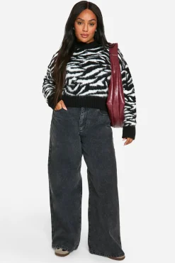 Pull court zèbré brossé