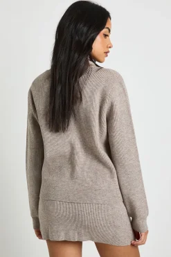 Pull à côtes épaisses à la coupe boxy et écharpe, ensemble 2 pièces