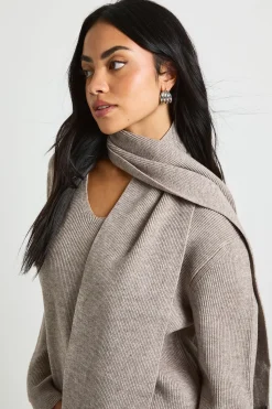Pull à côtes épaisses à la coupe boxy et écharpe, ensemble 2 pièces