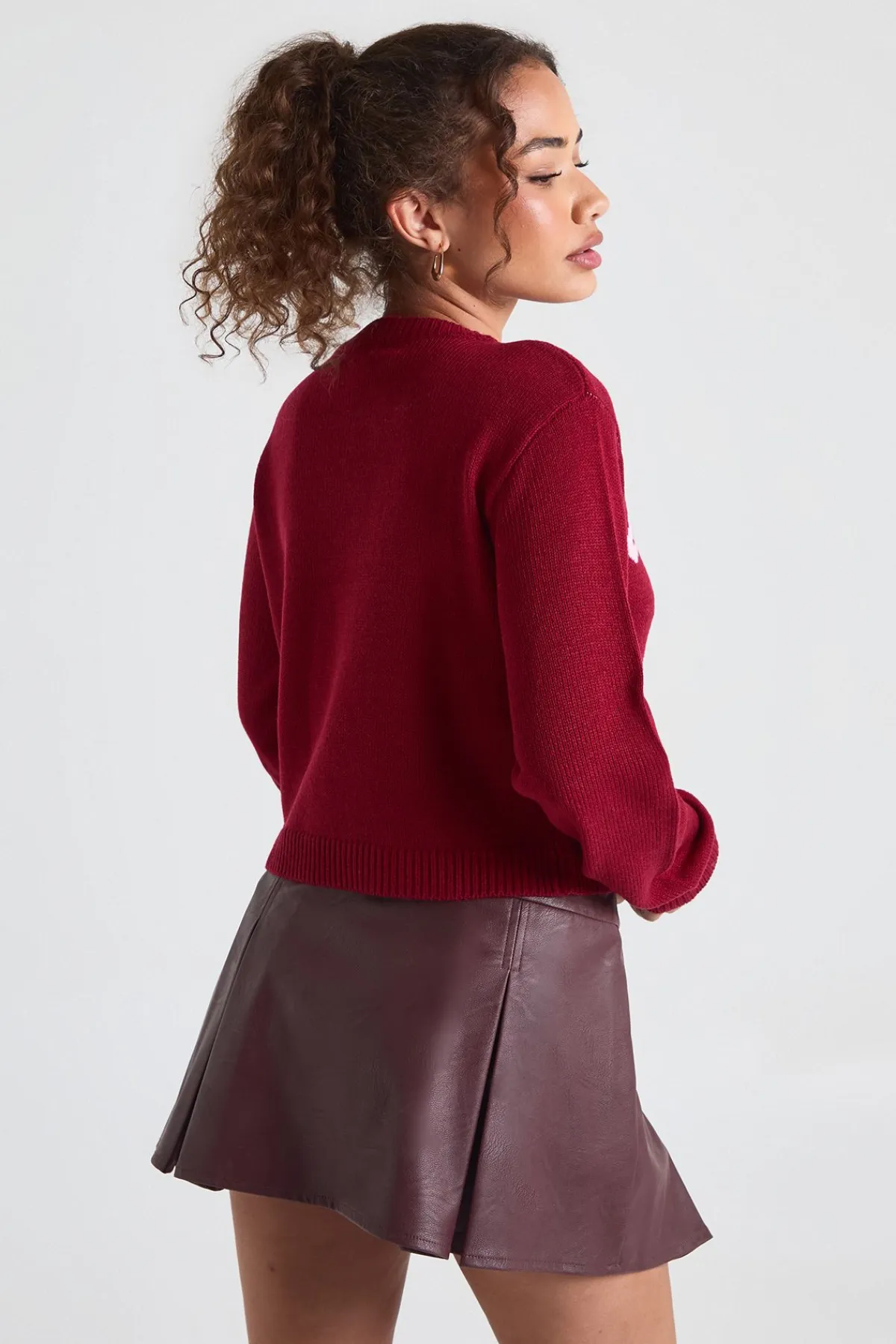 boohoo Pull de Noël court Merry Slogan<Femme Pulls Et Gilets|Toutes Les Mailles