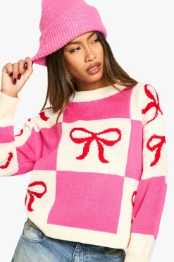 boohoo Pull de Noël à nœud<Femme Pulls Et Gilets|Toutes Les Mailles