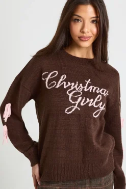 Pull de Noël à nœud féminin