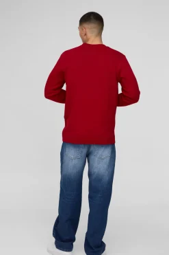 Pull de Noël Santa en maille ondulée, coupe régulière