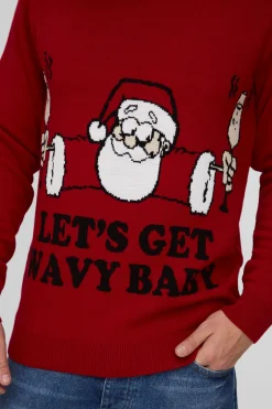 Pull de Noël Santa en maille ondulée, coupe régulière