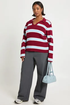 boohoo Pull de rugby en maille compacte à col plus<Femme Pulls Et Gilets|Toutes Les Mailles